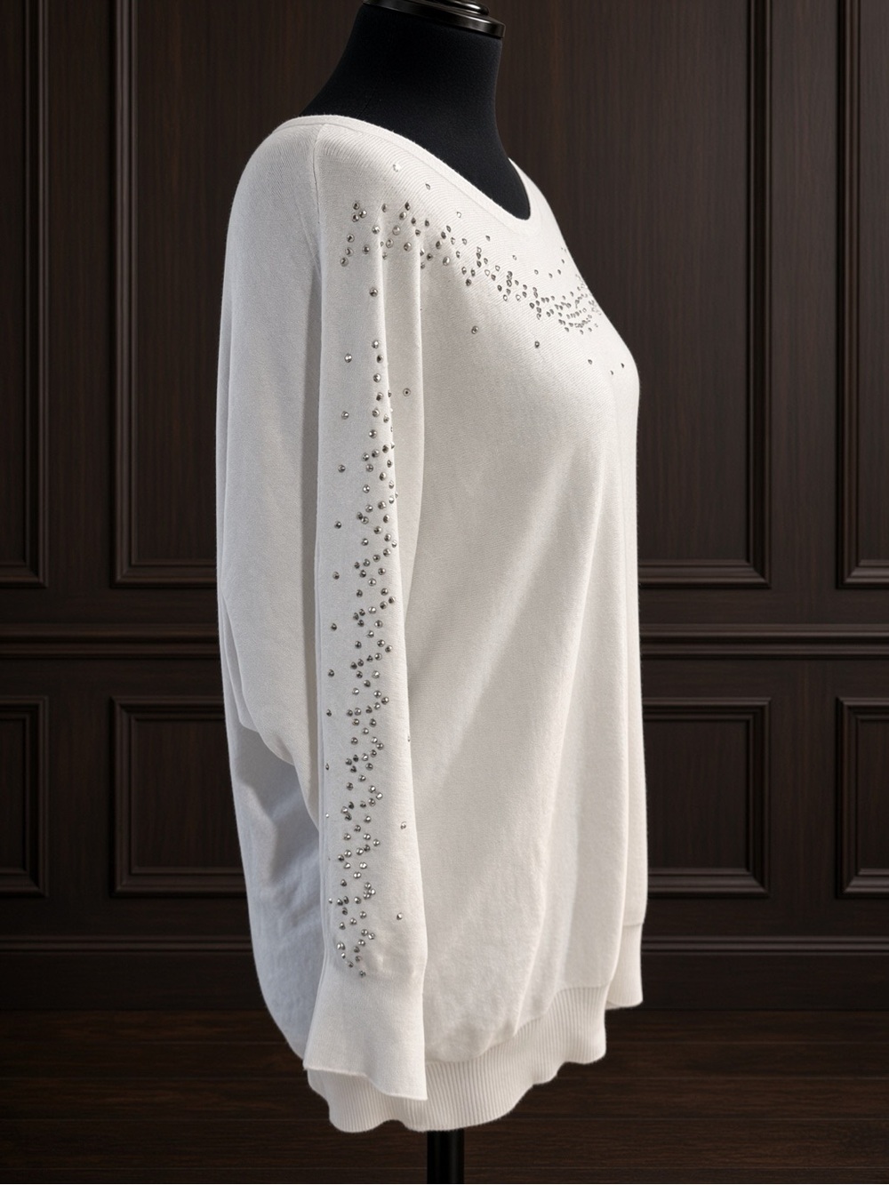 89th + Madison Rhinestone Sweater – Ivory – Size XL